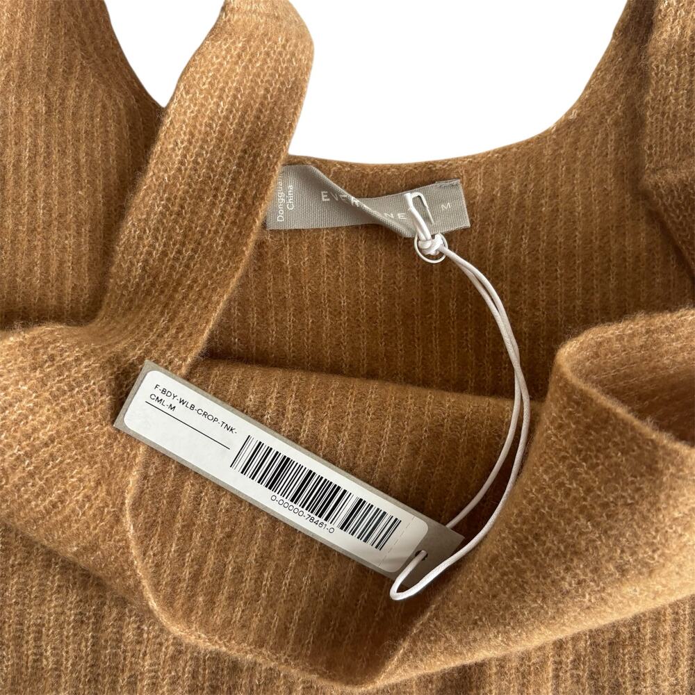 Everlane Camel Tan Knit Wool Blend Ribbed Cropped Tank Top Women’s Medium NWT - Picture 4 of 7